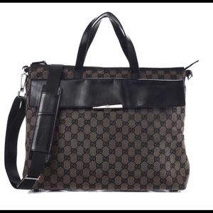 Authentic Gucci Leather and Canvas Tote/Briefcase